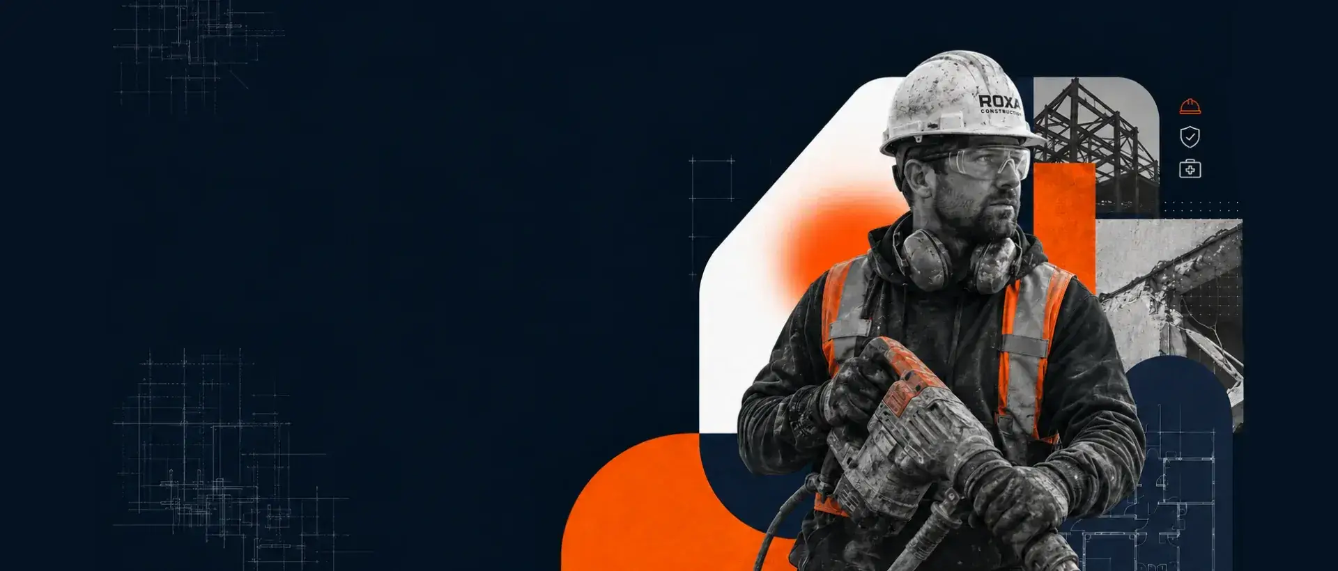 Roxa Construction worker prepared for a commercial demolition project